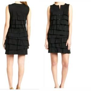 NEW BCBGMAXAZRIA black tiered sleeveless V neckline mini dress XS